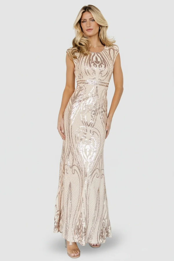 Alessia Sequin Gown | Champagne