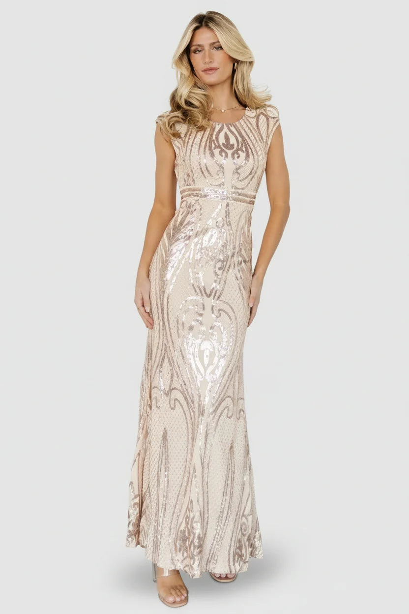 Alessia Sequin Gown | Champagne Main image