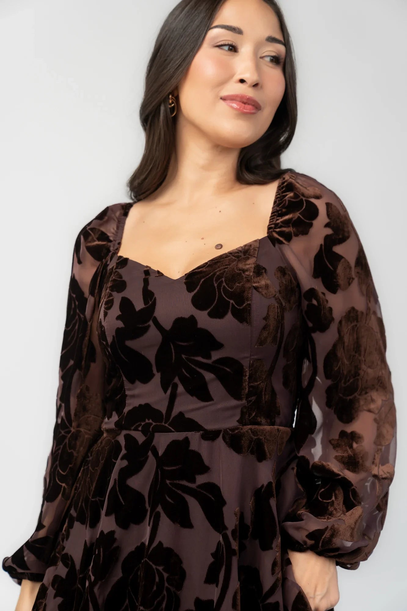 Alexandra Velvet Maxi Dress | Dark Brown Secondary image