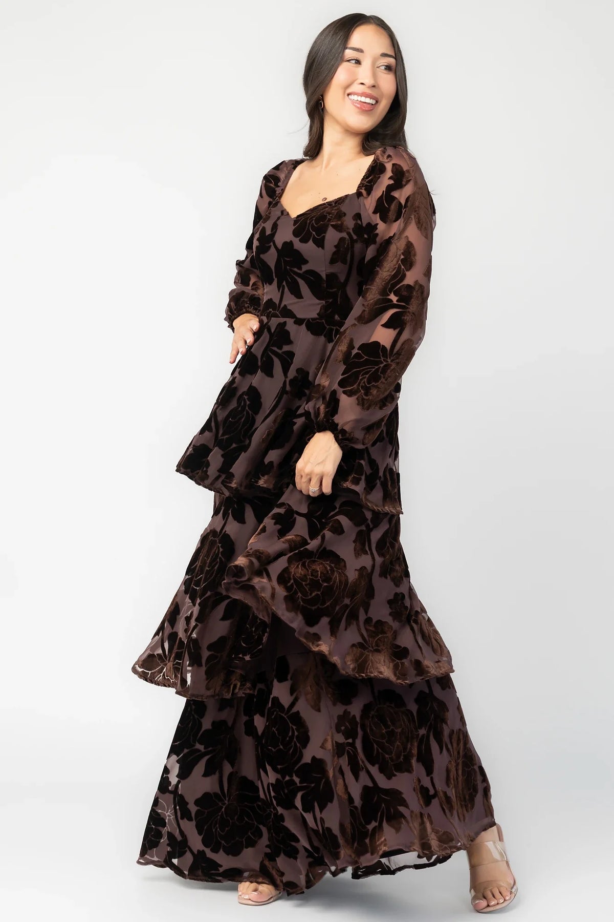 Alexandra Velvet Maxi Dress | Dark Brown