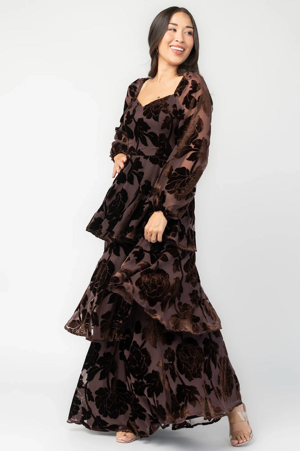Alexandra Velvet Maxi Dress | Dark Brown