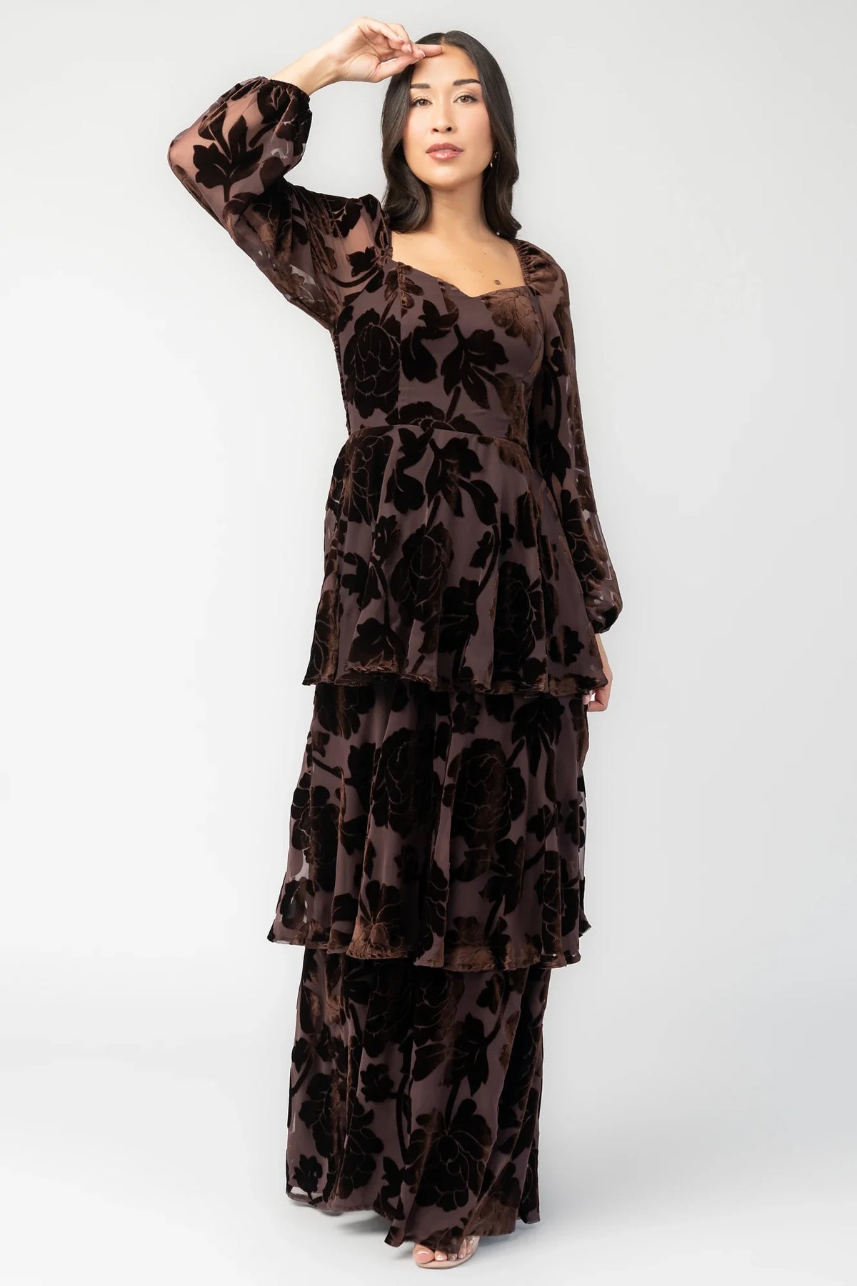 Alexandra Velvet Maxi Dress | Dark Brown Main image