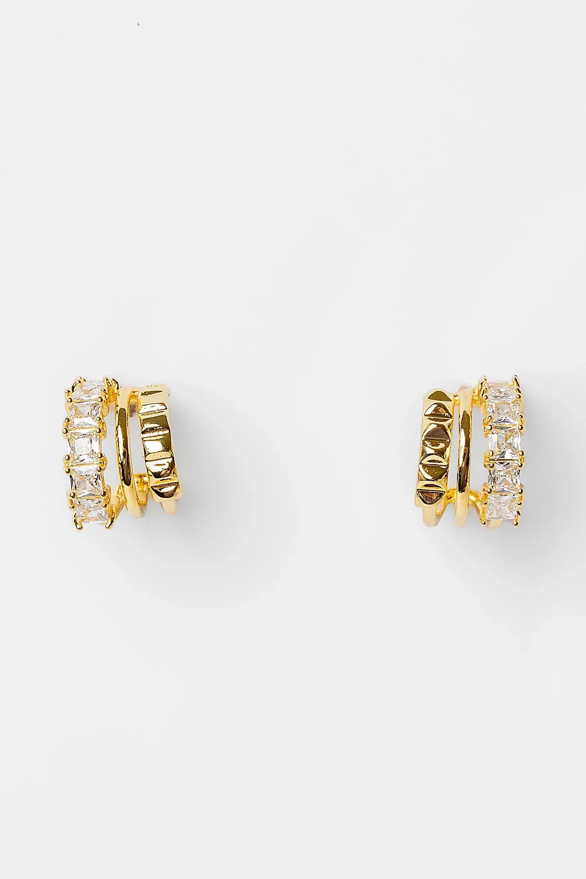 Ali Stacked Huggie Hoops | Gold