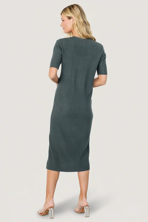 Alicia Ribbed Midi Dress | Dusty Jade