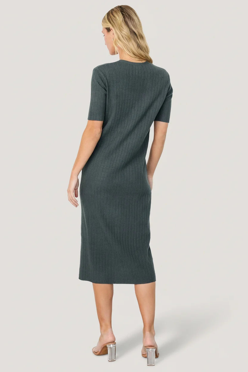 Alicia Ribbed Midi Dress | Dusty Jade