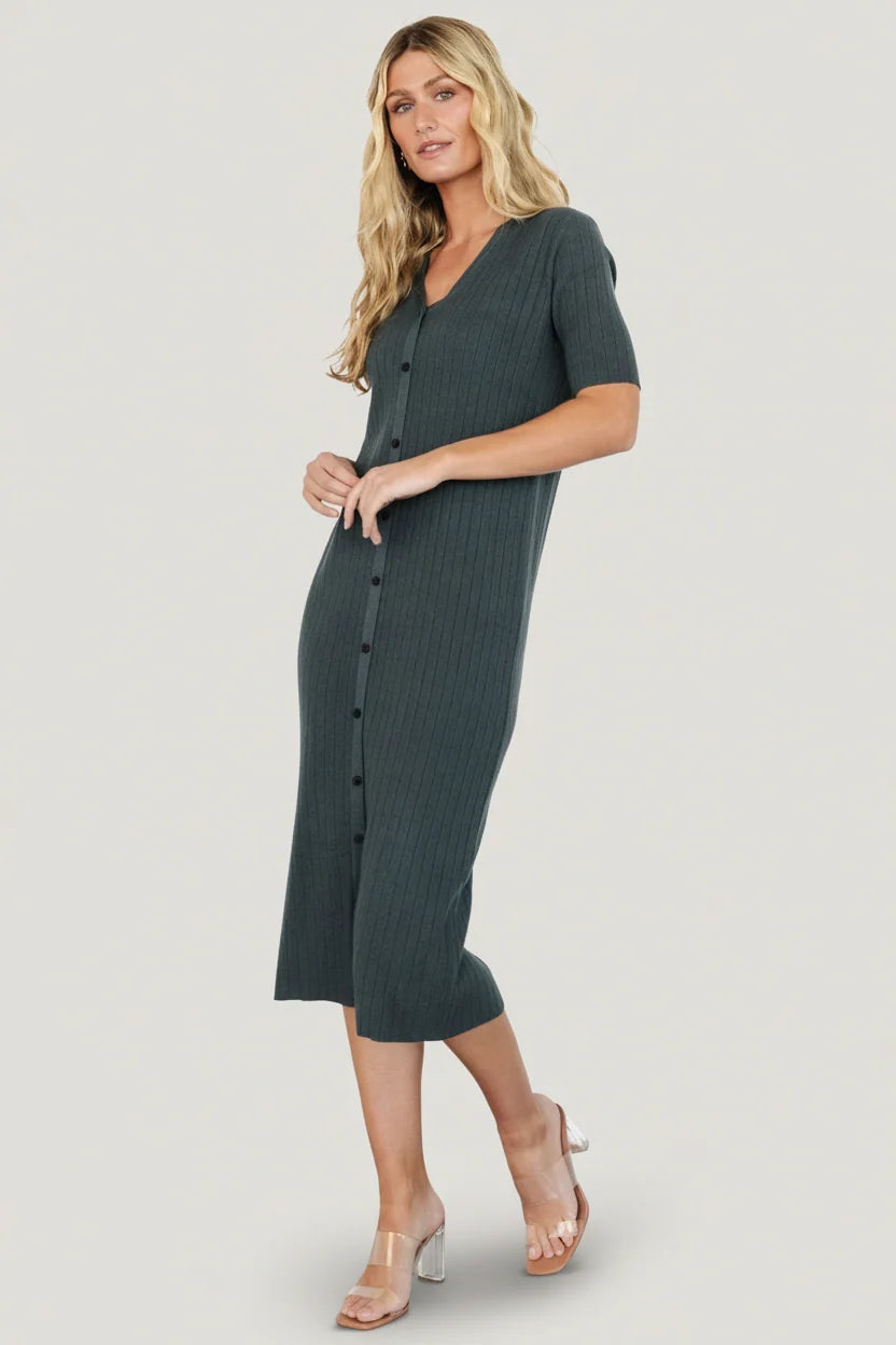 Alicia Ribbed Midi Dress | Dusty Jade Main image