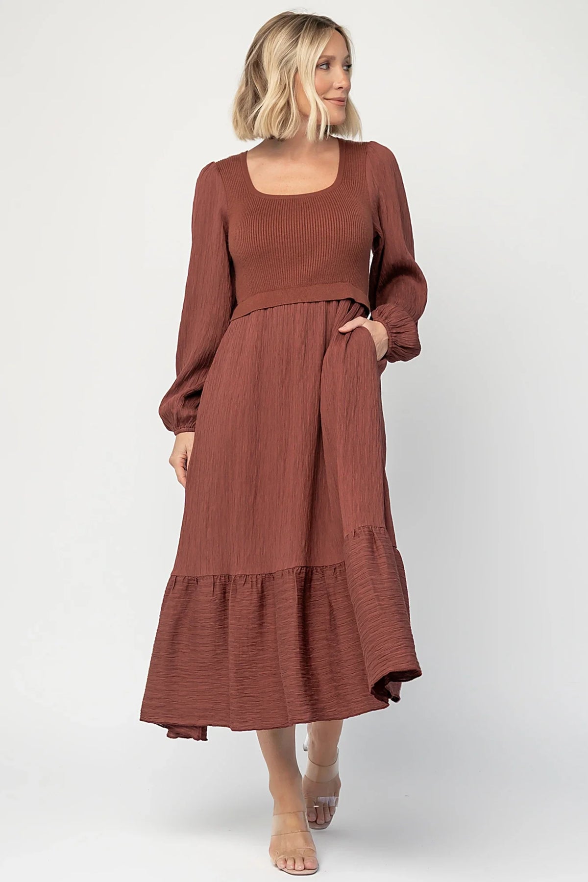 Alva Sweater Dress | Dusty Mahogany Main image