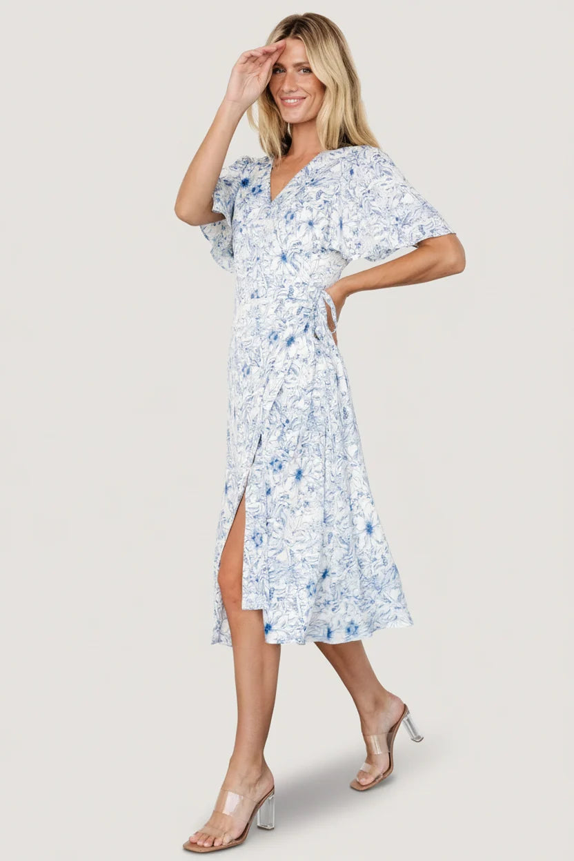 Amelie Wrap Midi Dress | Blue Print