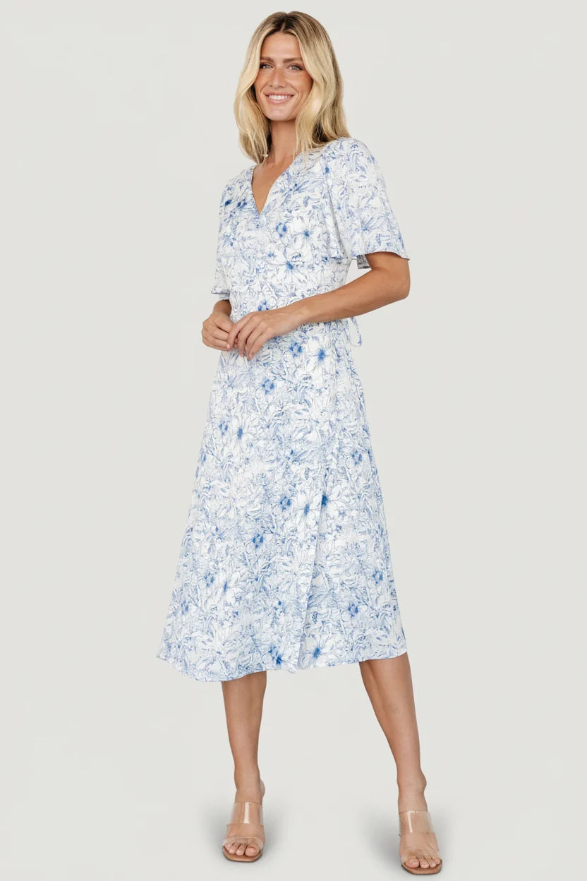 Amelie Wrap Midi Dress | Blue Print