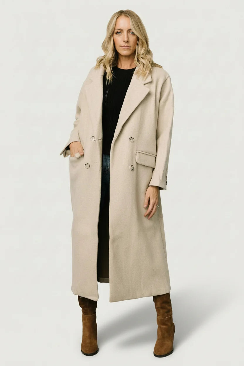 Anderson Double Breasted Coat | Natural Main image