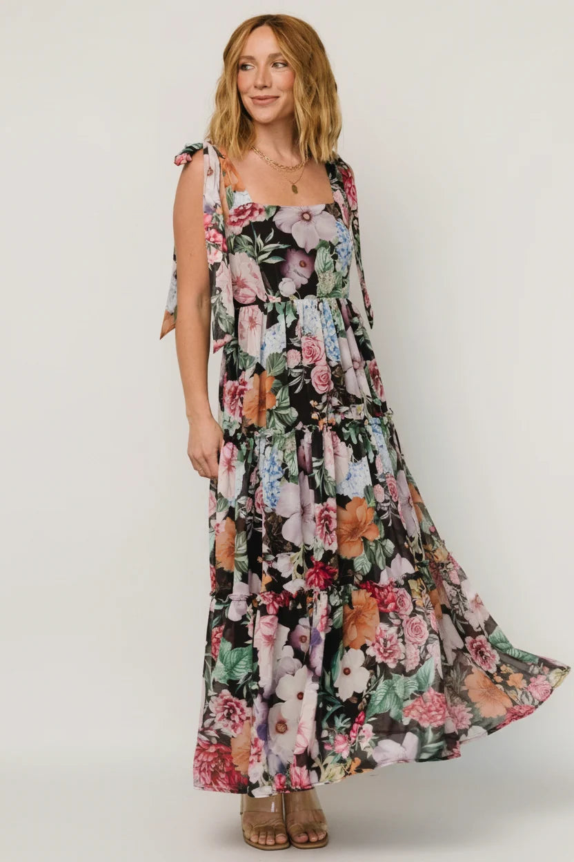Anita Maxi Dress | Black Multi Floral Main image