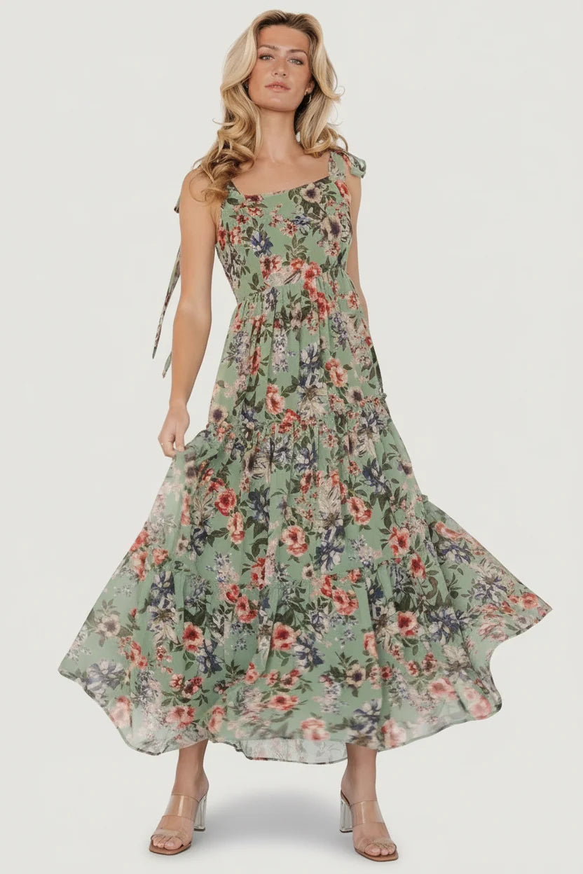 Anita Maxi Dress | Green Multi Floral Main image