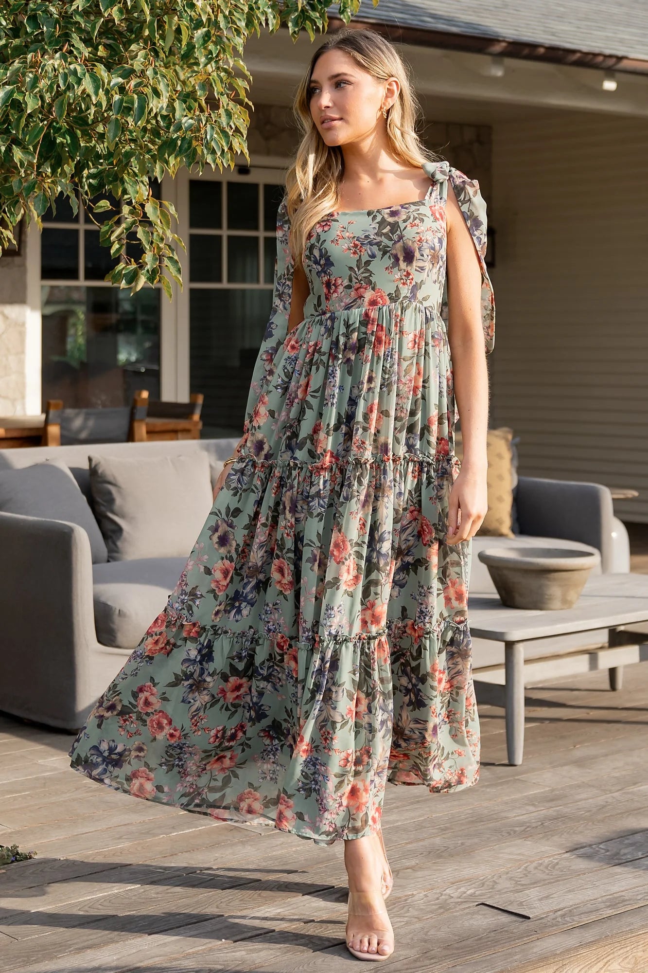 Anita Maxi Dress | Green Multi Floral Secondary image