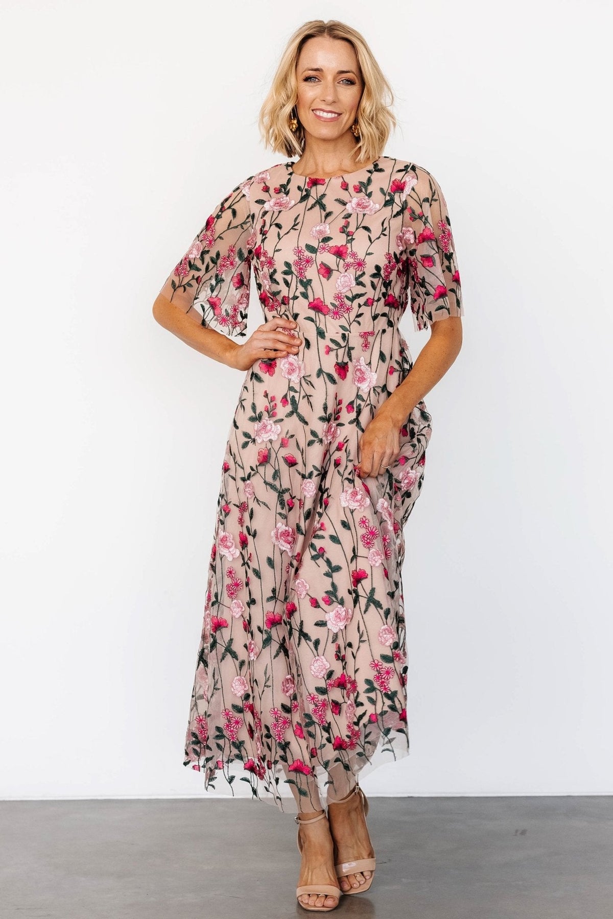 Arabella Embroidered Tulle Maxi Dress | Rose Garden Main image