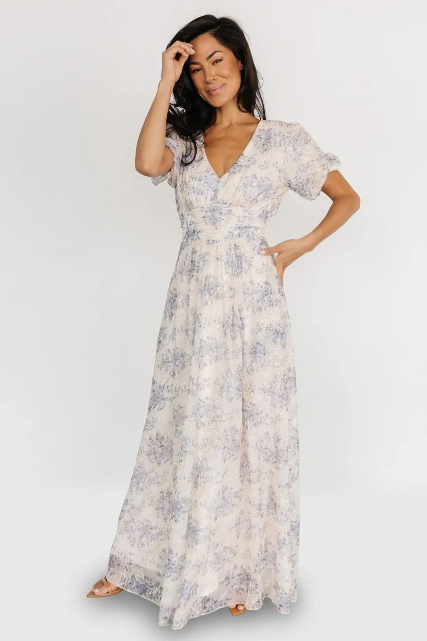 Ardley Maxi Dress | Cream + Blue Main image