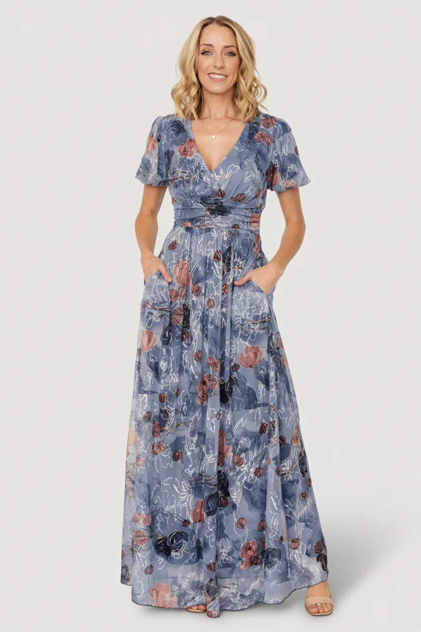 Ardley Maxi Dress | Slate Print