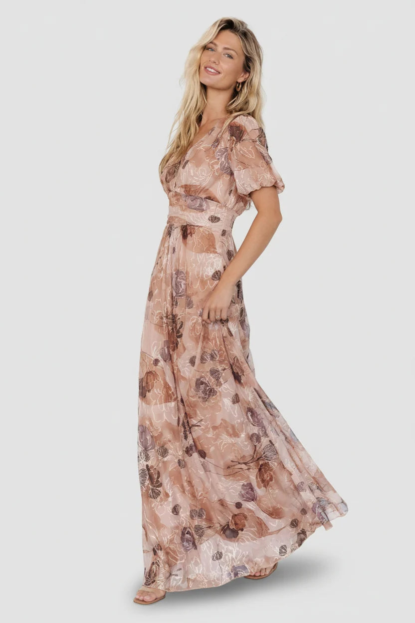Ardley Maxi Dress | Taupe Floral