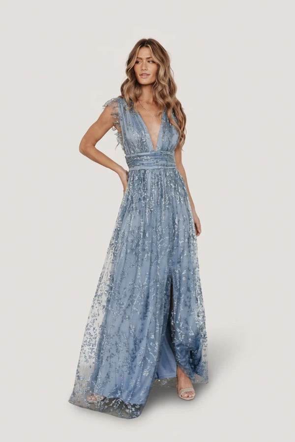 Arlene Shimmer Gown | Winter Blue