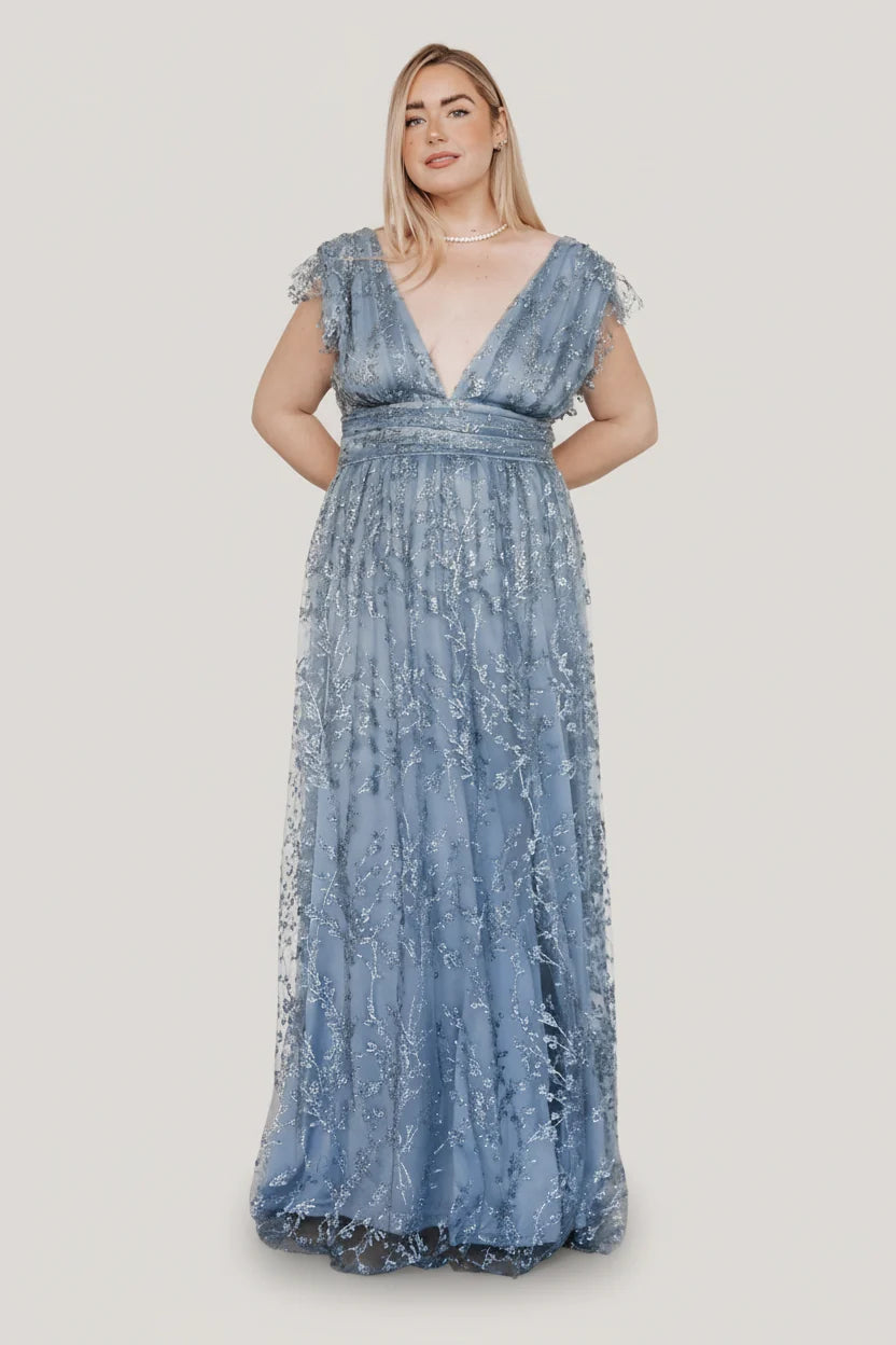 Arlene Shimmer Gown | Winter Blue