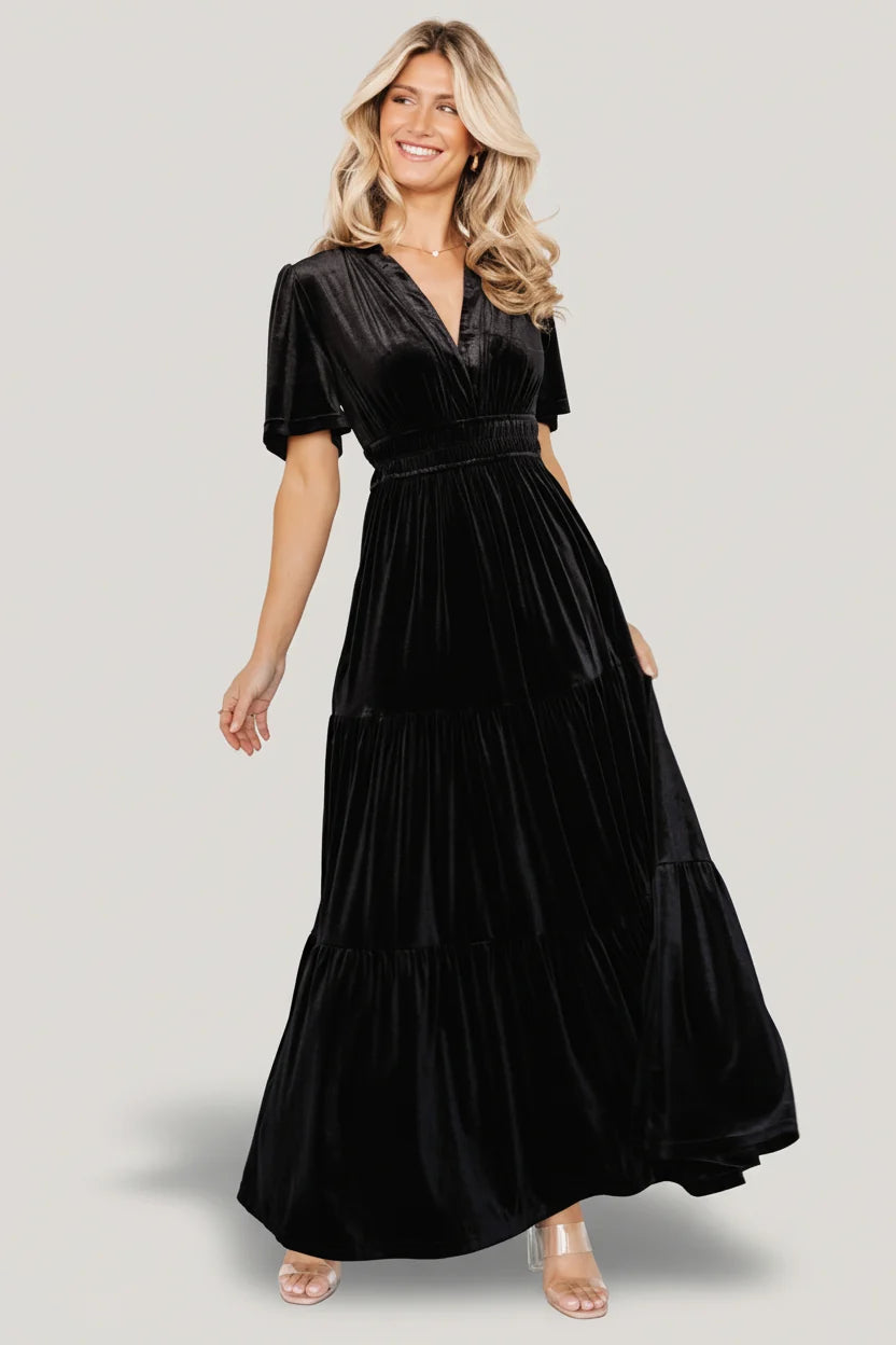 Artemis Velvet Maxi Dress | Black Main image