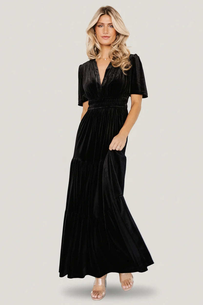 Artemis Velvet Maxi Dress | Black