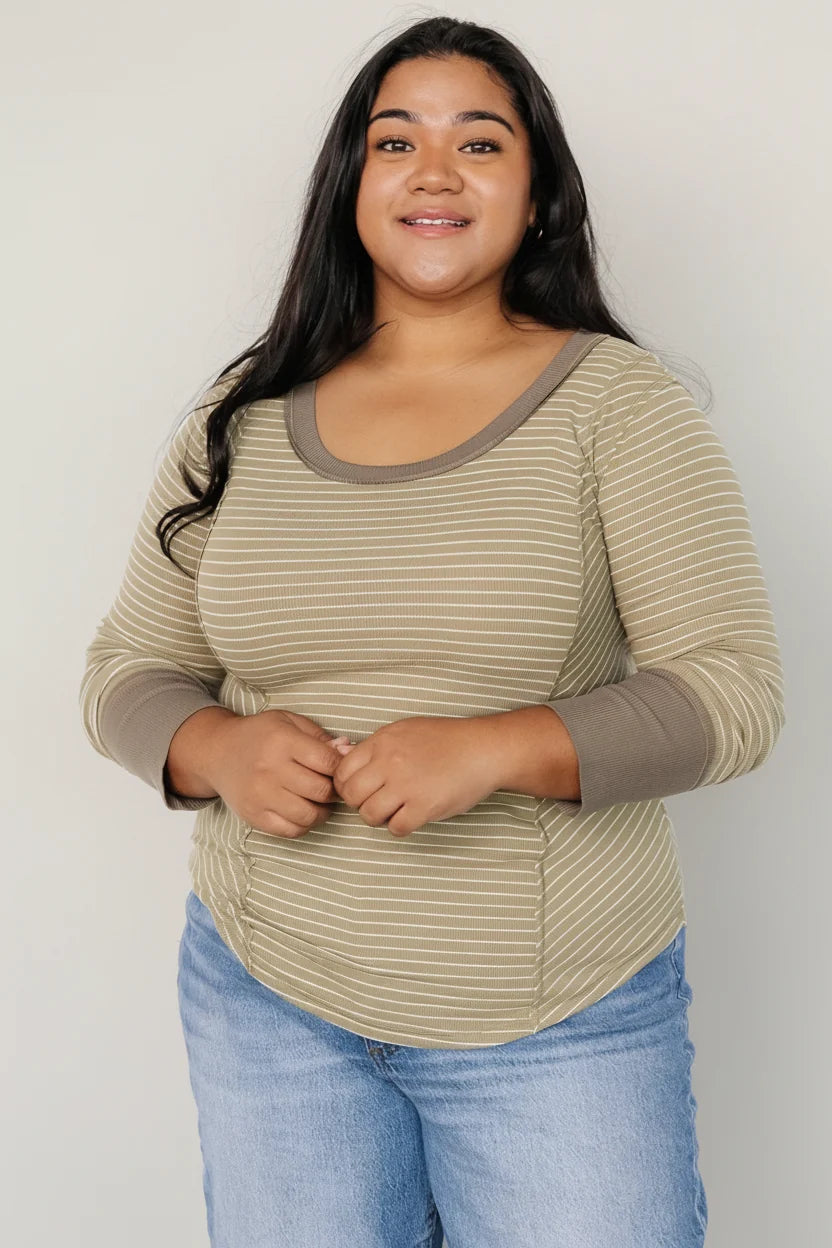 Ashford Striped Top | Olive Secondary image
