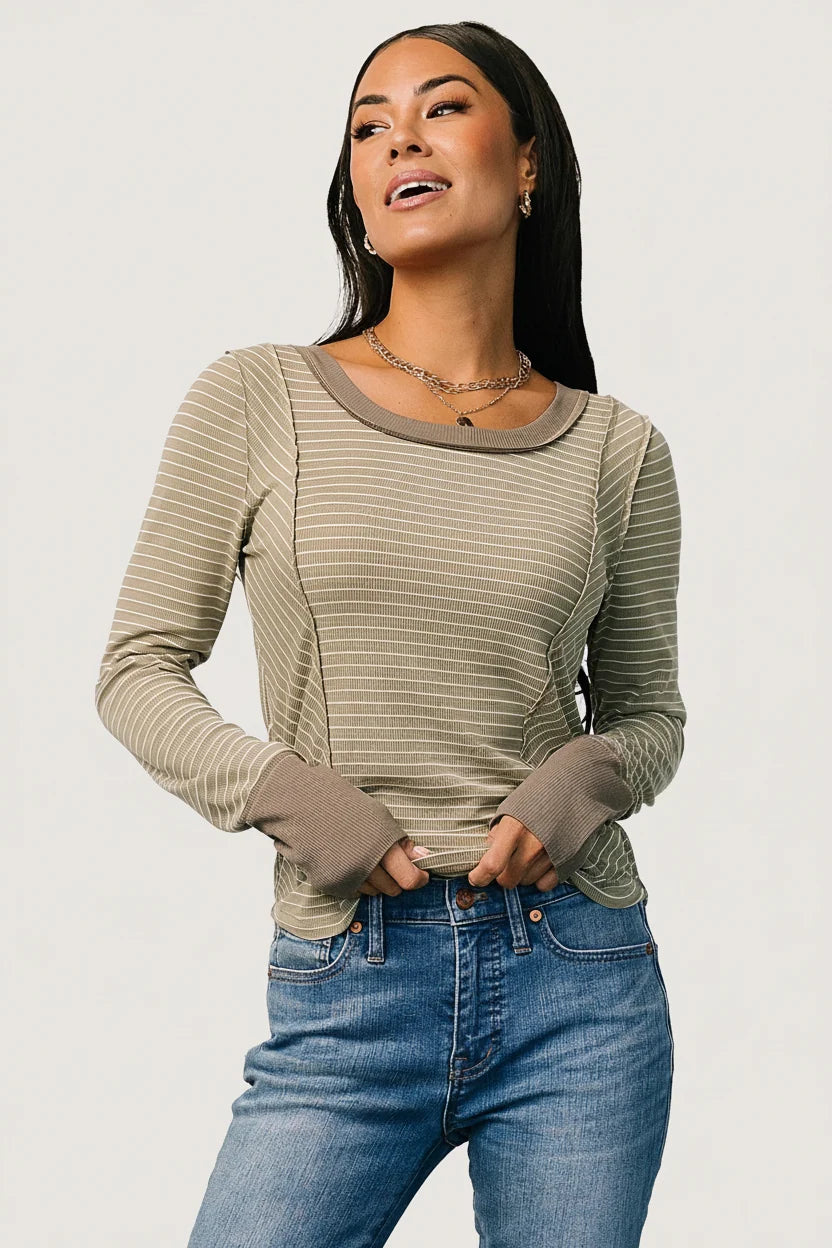 Ashford Striped Top | Olive Main image