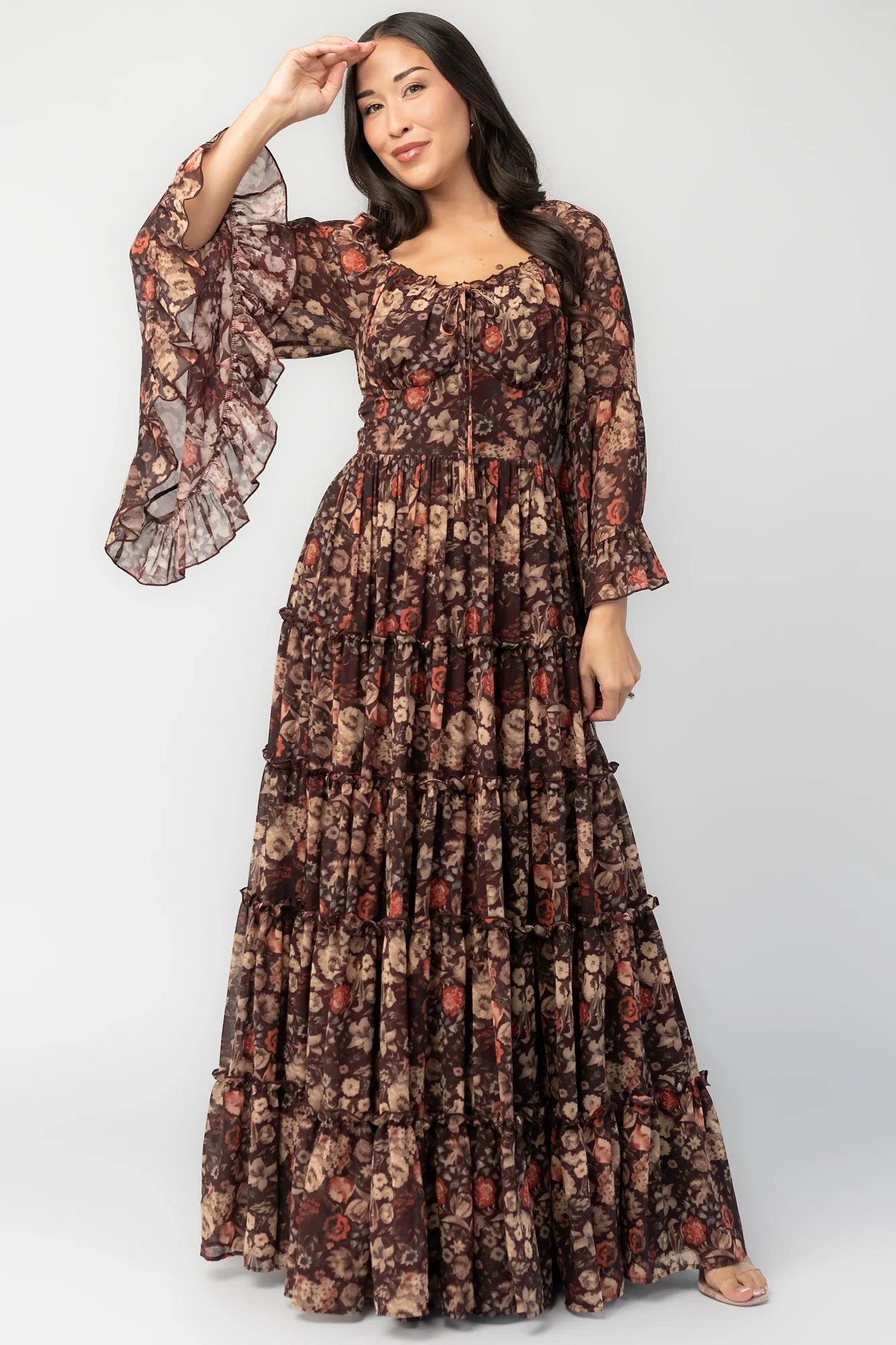 Ashwood Boho Maxi Dress | Brown Floral Secondary image