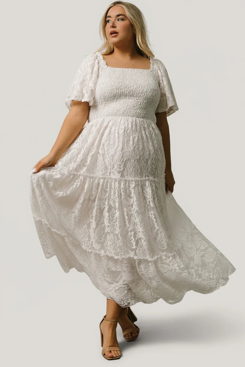 Aspen Smocked Lace Maxi Dress | Off White Secondary image