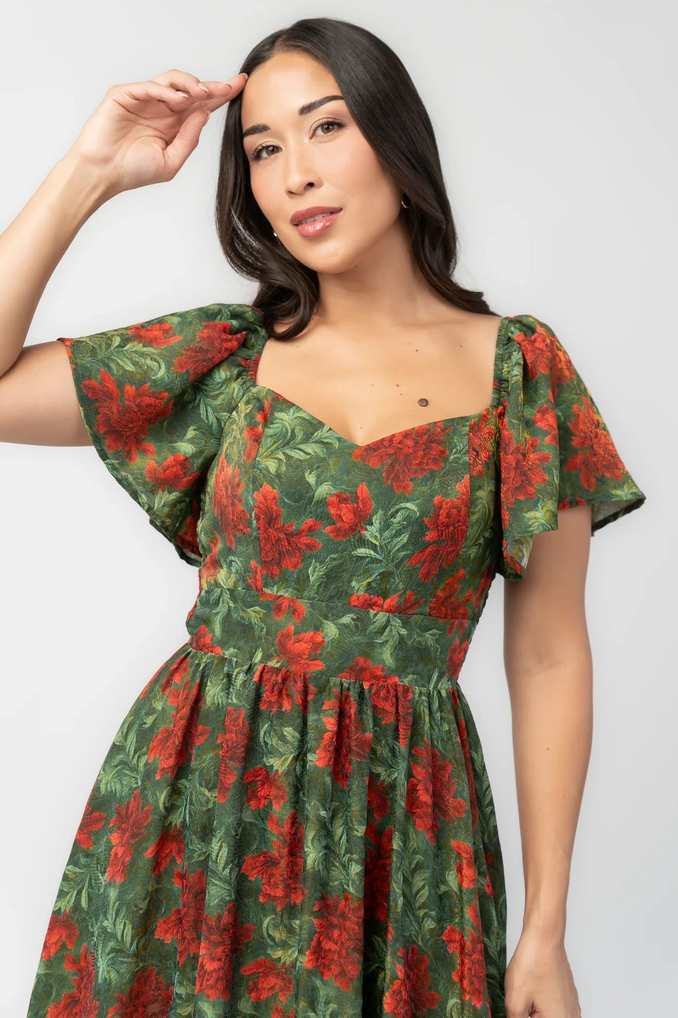Astor Maxi Dress | Green + Red Secondary image