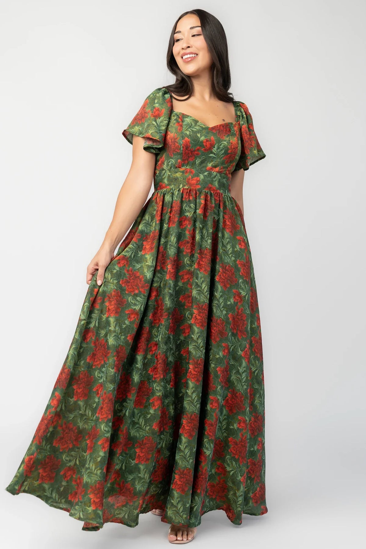 Astor Maxi Dress | Green + Red Main image