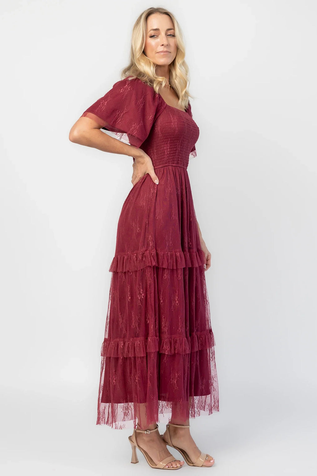 Auden Lace Midi Dress | Wine
