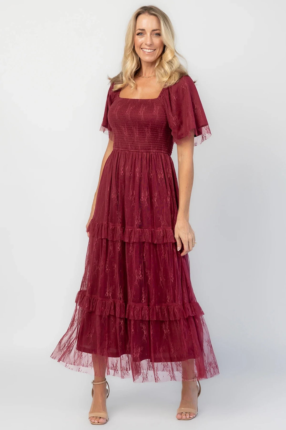 Auden Lace Midi Dress | Wine