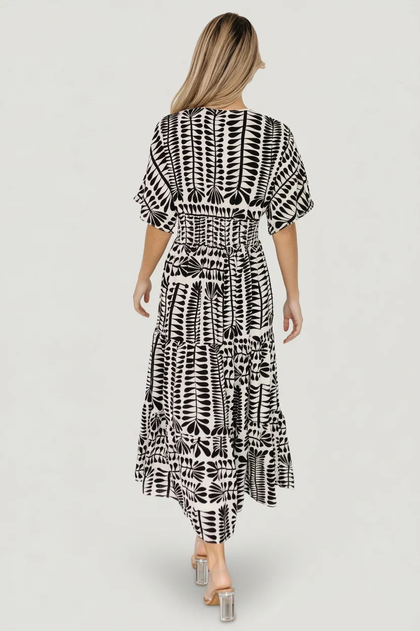 Austin Kimono Dress | Black Print