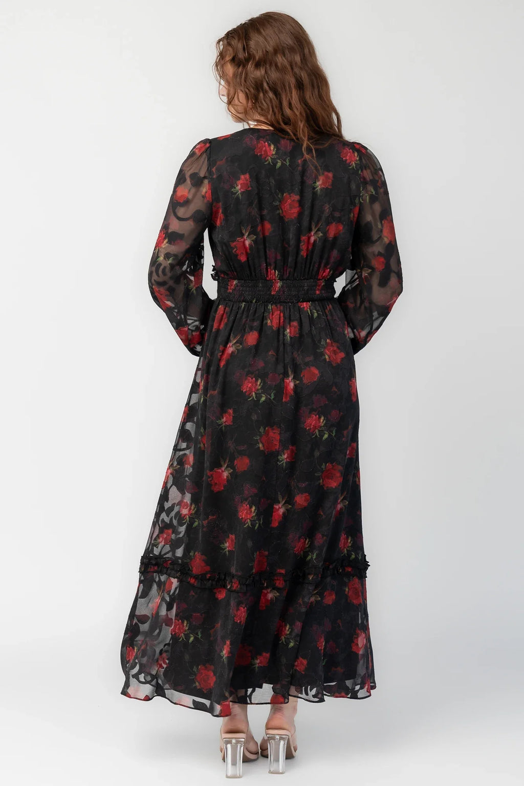 Avalora Midi Dress | Black Rose Floral