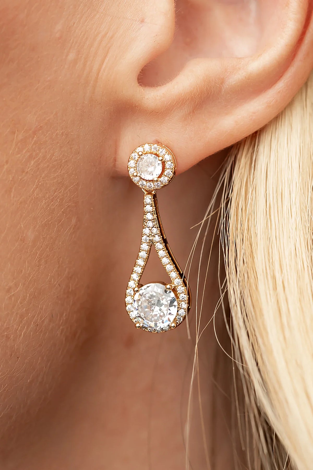 Balini Pave Drop Earrings | Gold