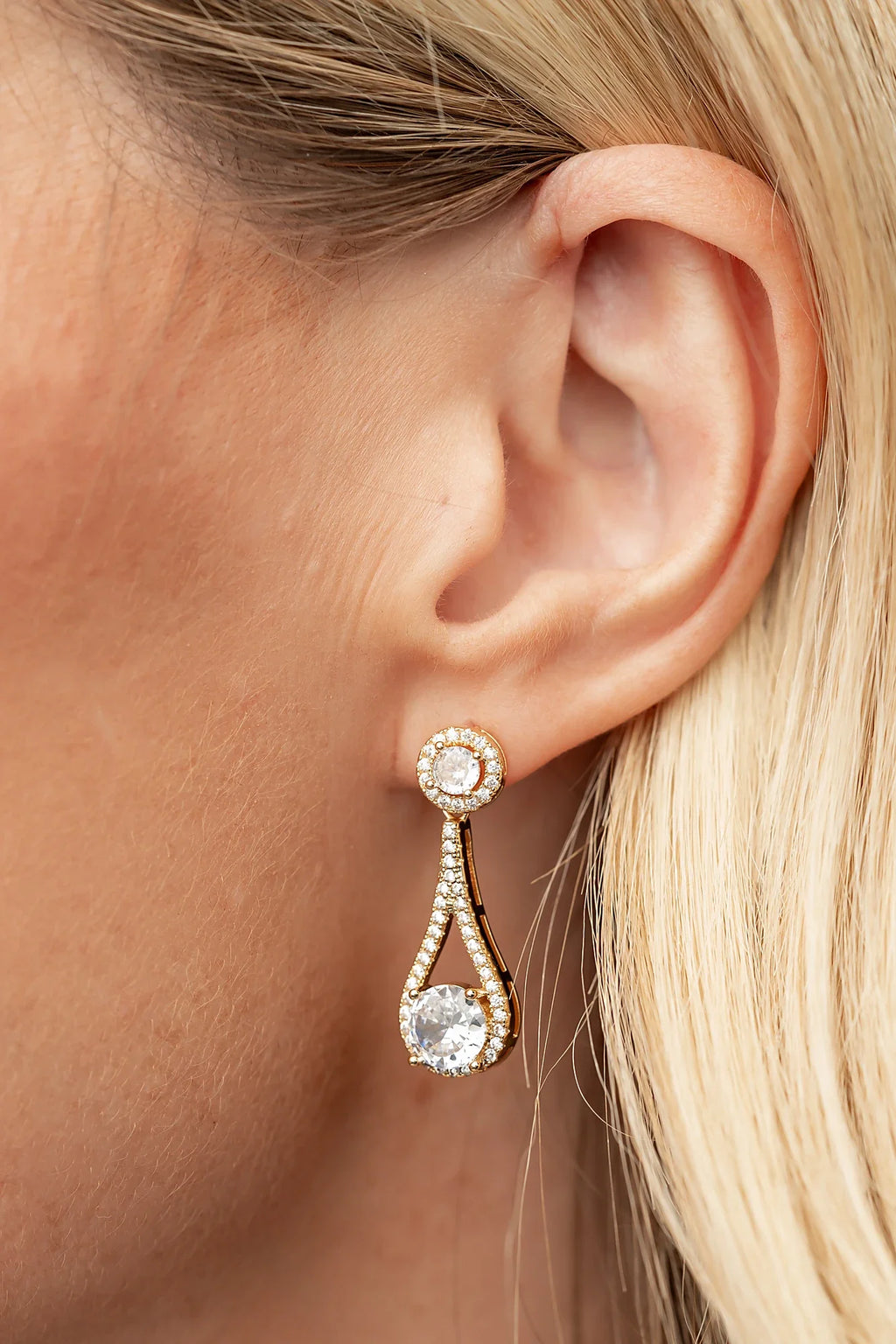 Balini Pave Drop Earrings | Gold