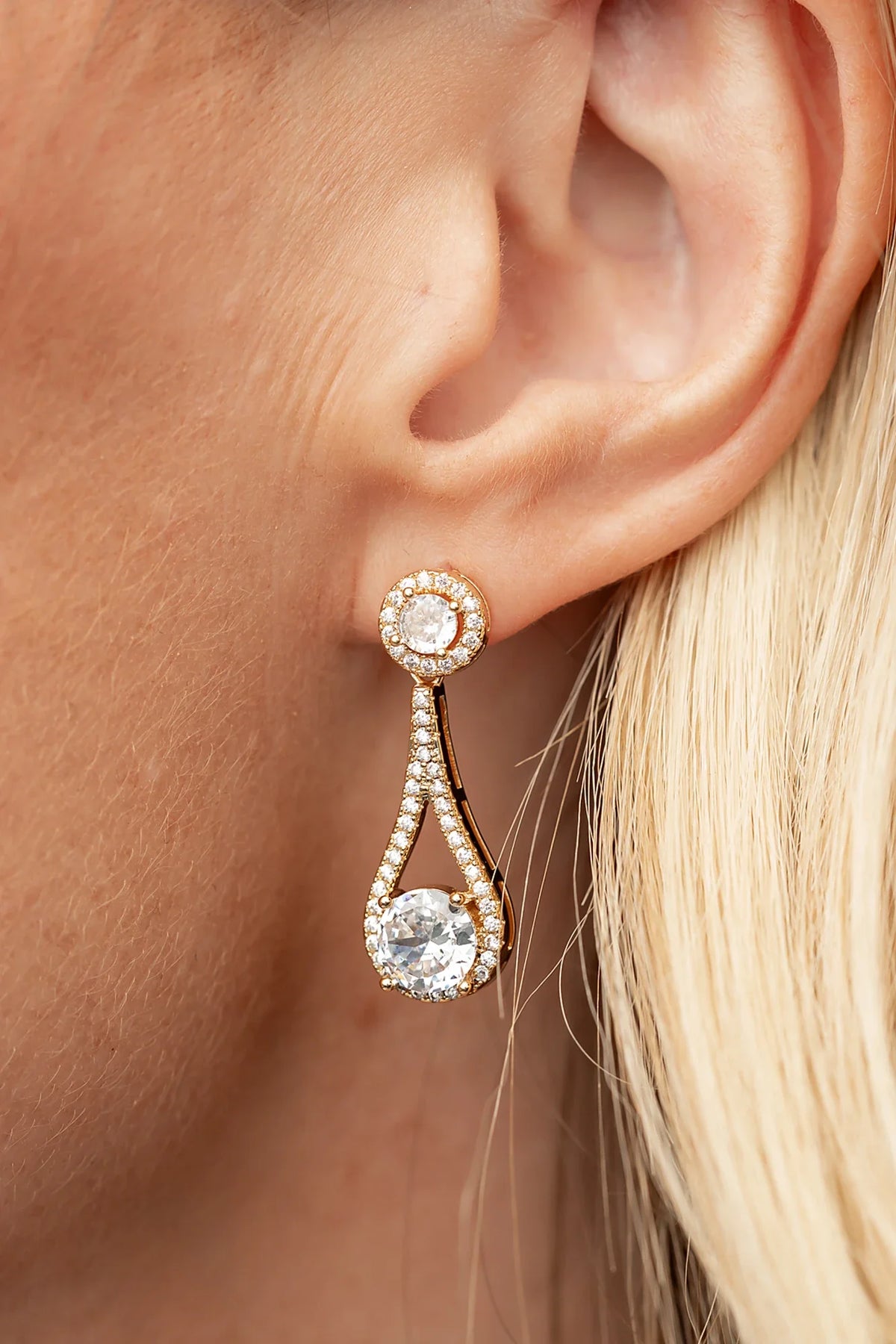 Balini Pave Drop Earrings | Gold Main image