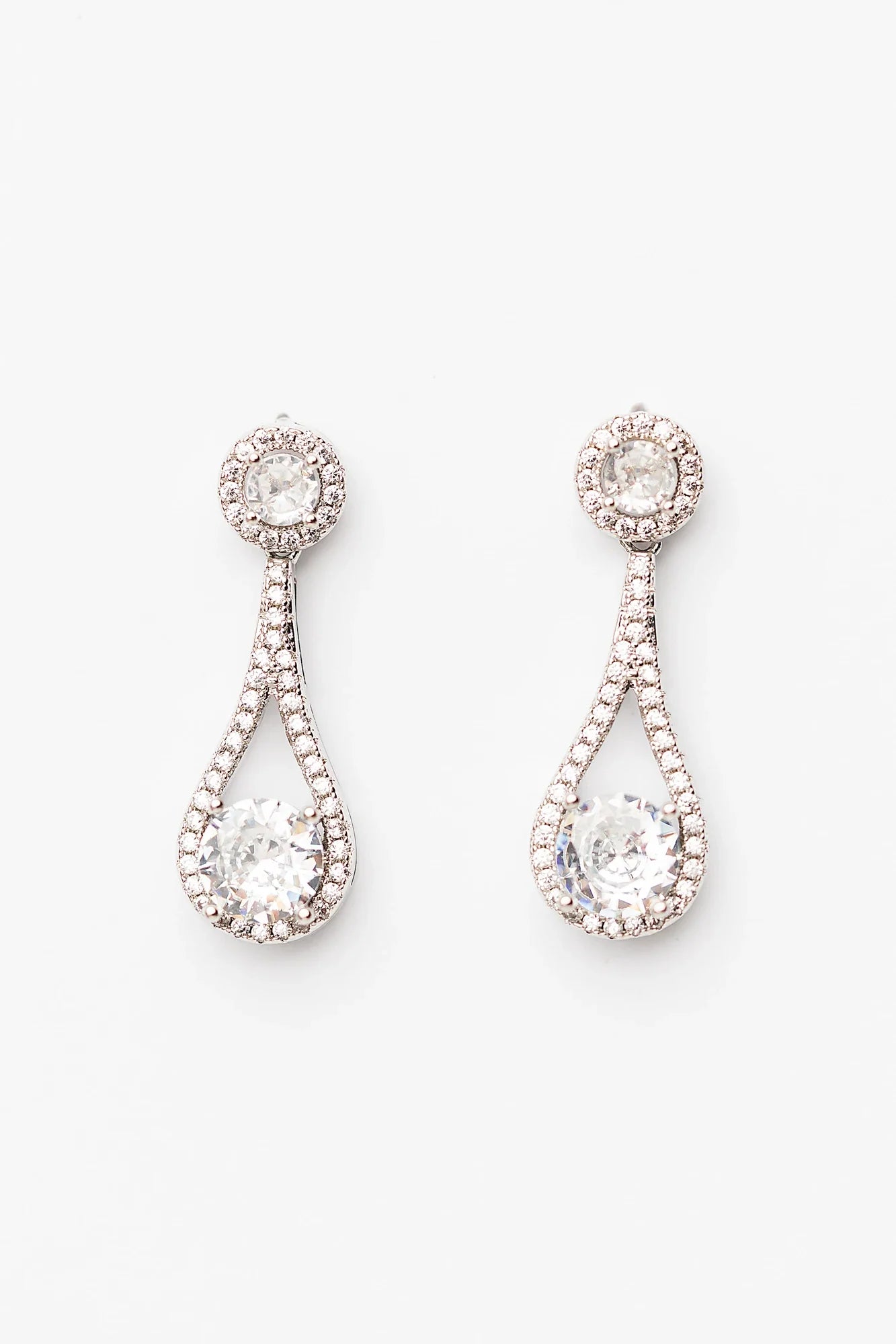 Balini Pave Drop Earrings | Silver Secondary image