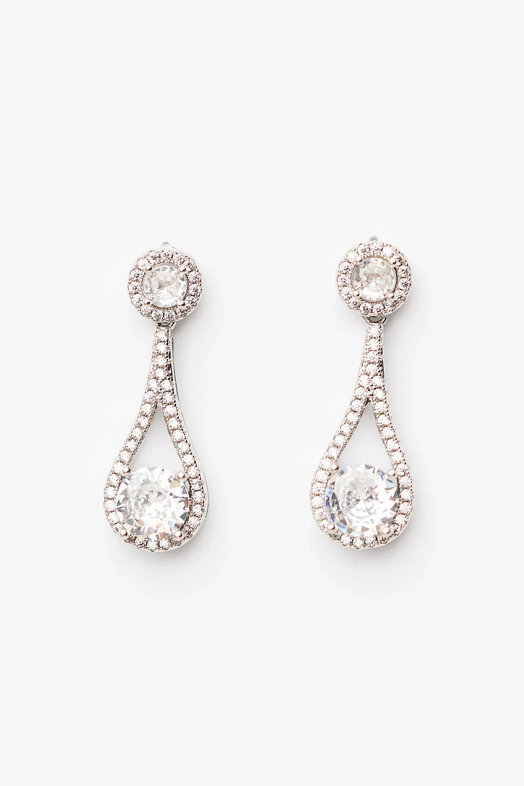 Balini Pave Drop Earrings | Silver