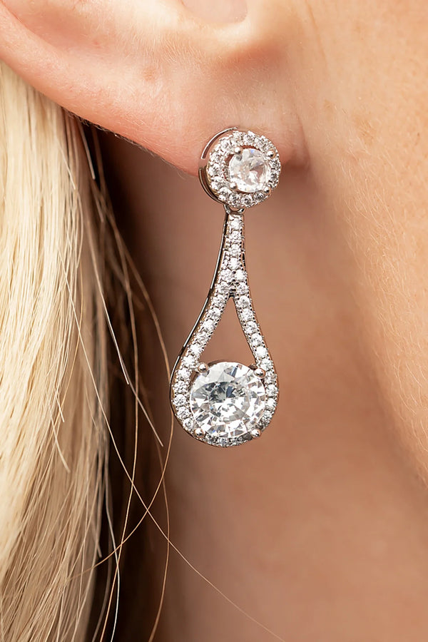Balini Pave Drop Earrings | Silver