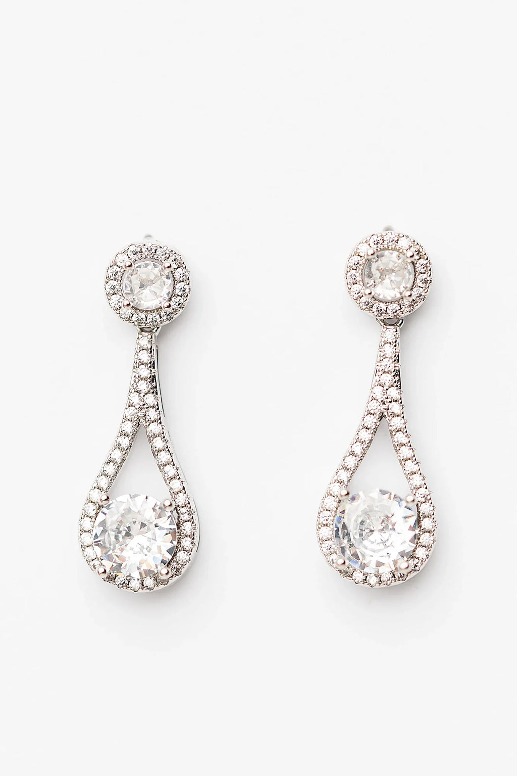 Balini Pave Drop Earrings | Silver