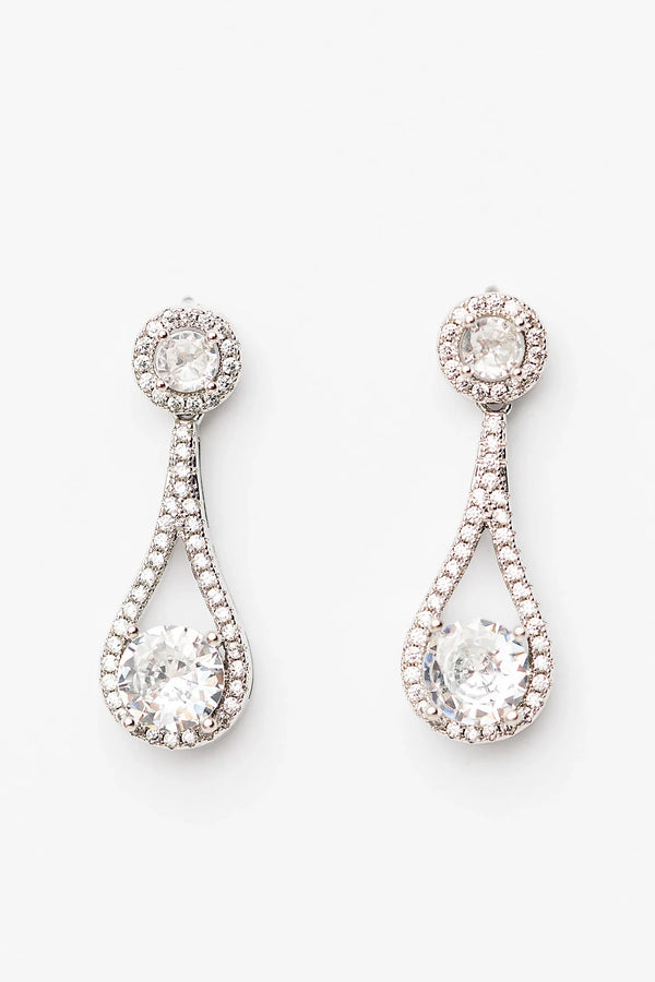 Balini Pave Drop Earrings | Silver