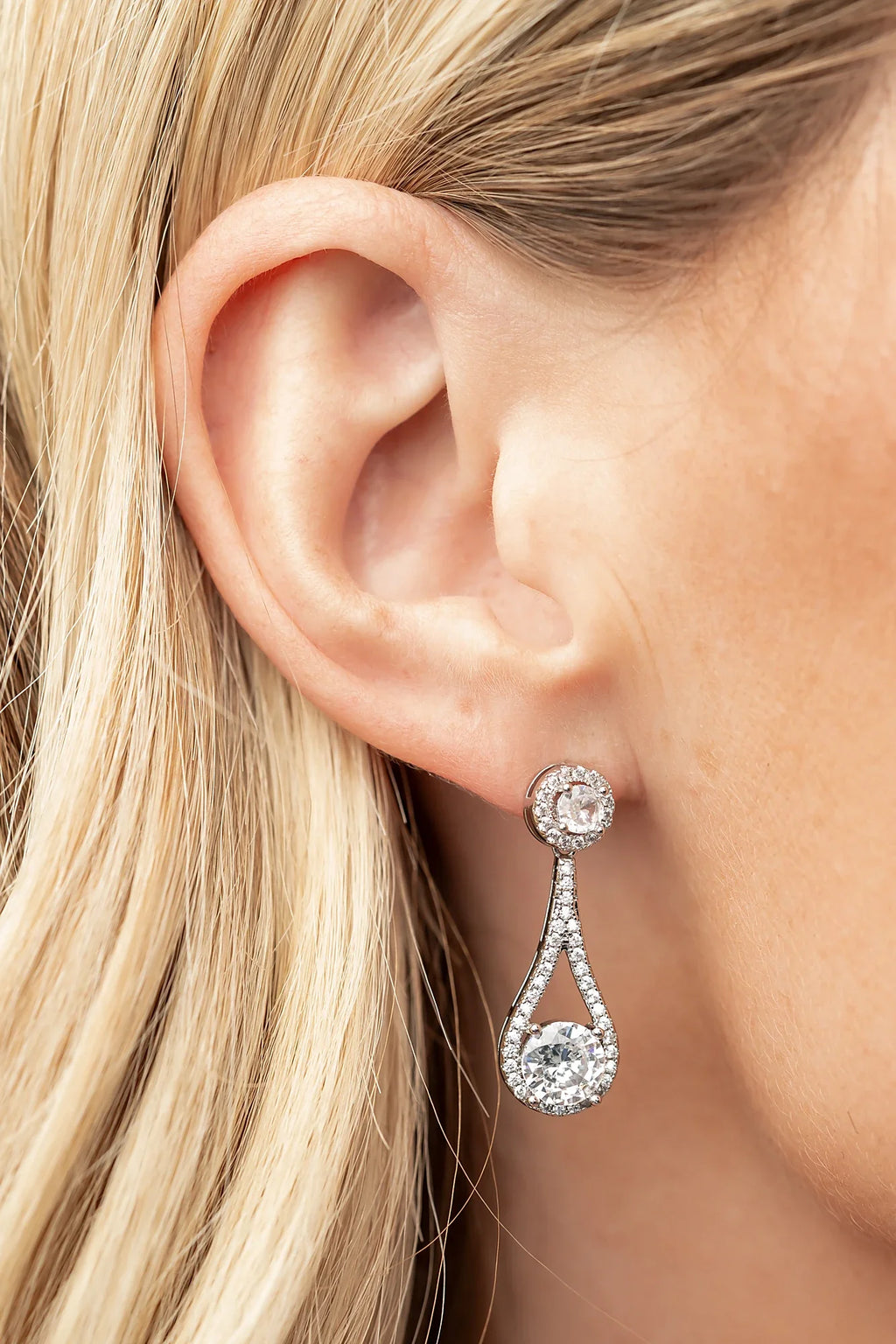 Balini Pave Drop Earrings | Silver