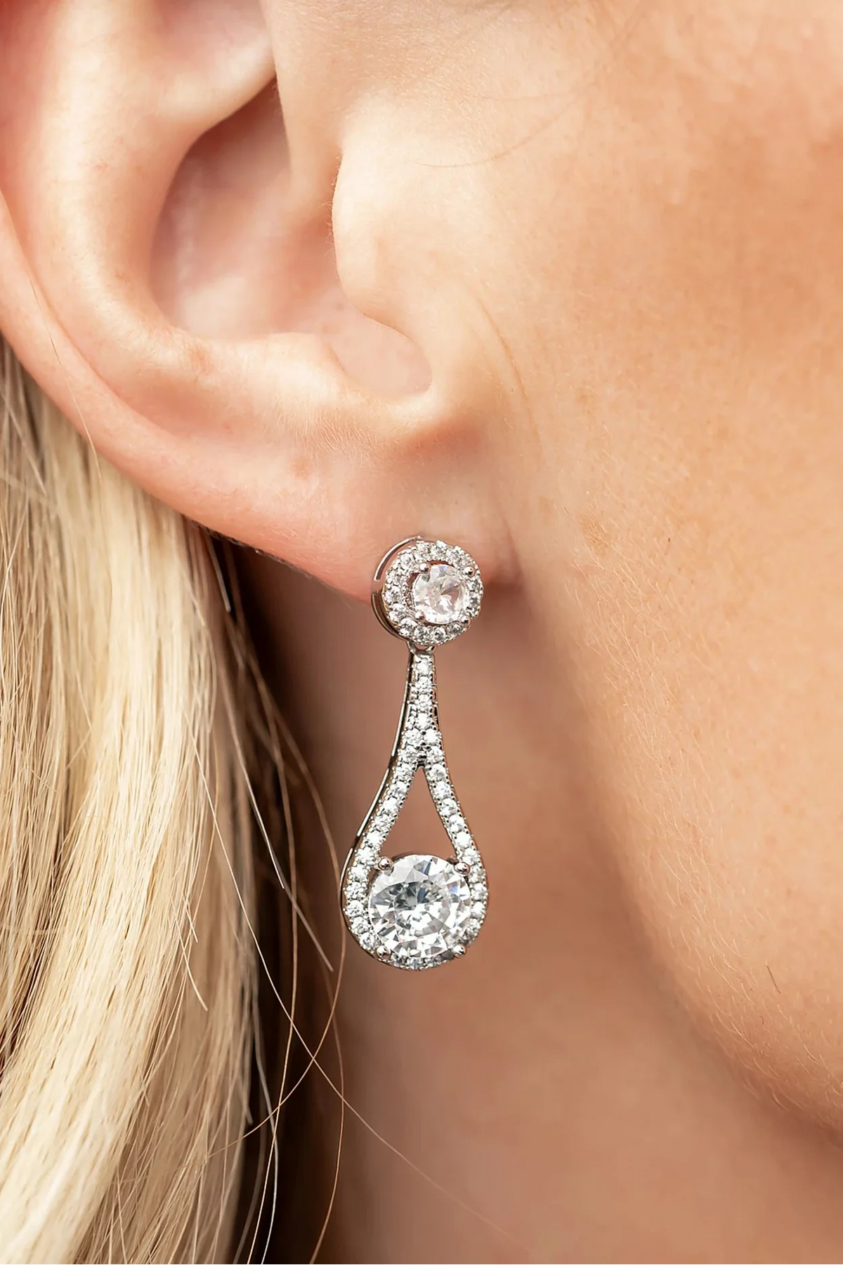 Balini Pave Drop Earrings | Silver Main image