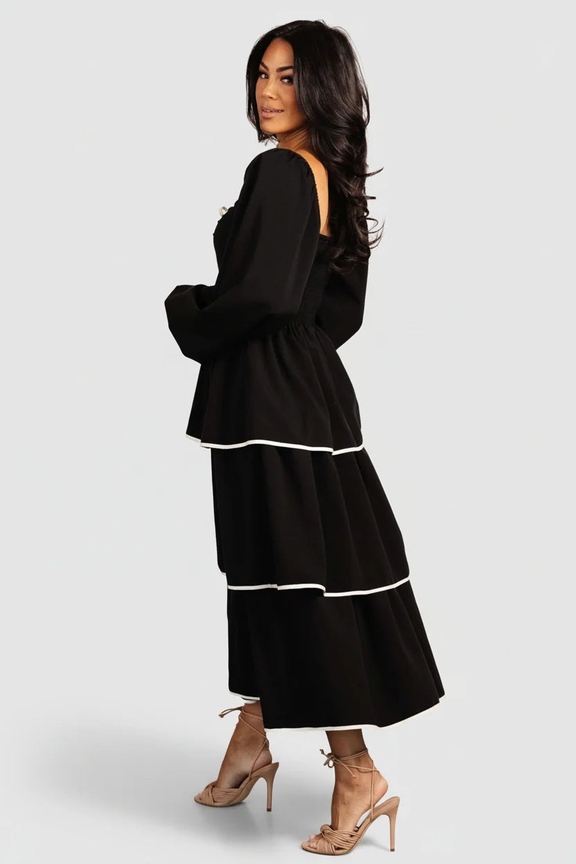 Barcelona Tiered Dress | Black Secondary image