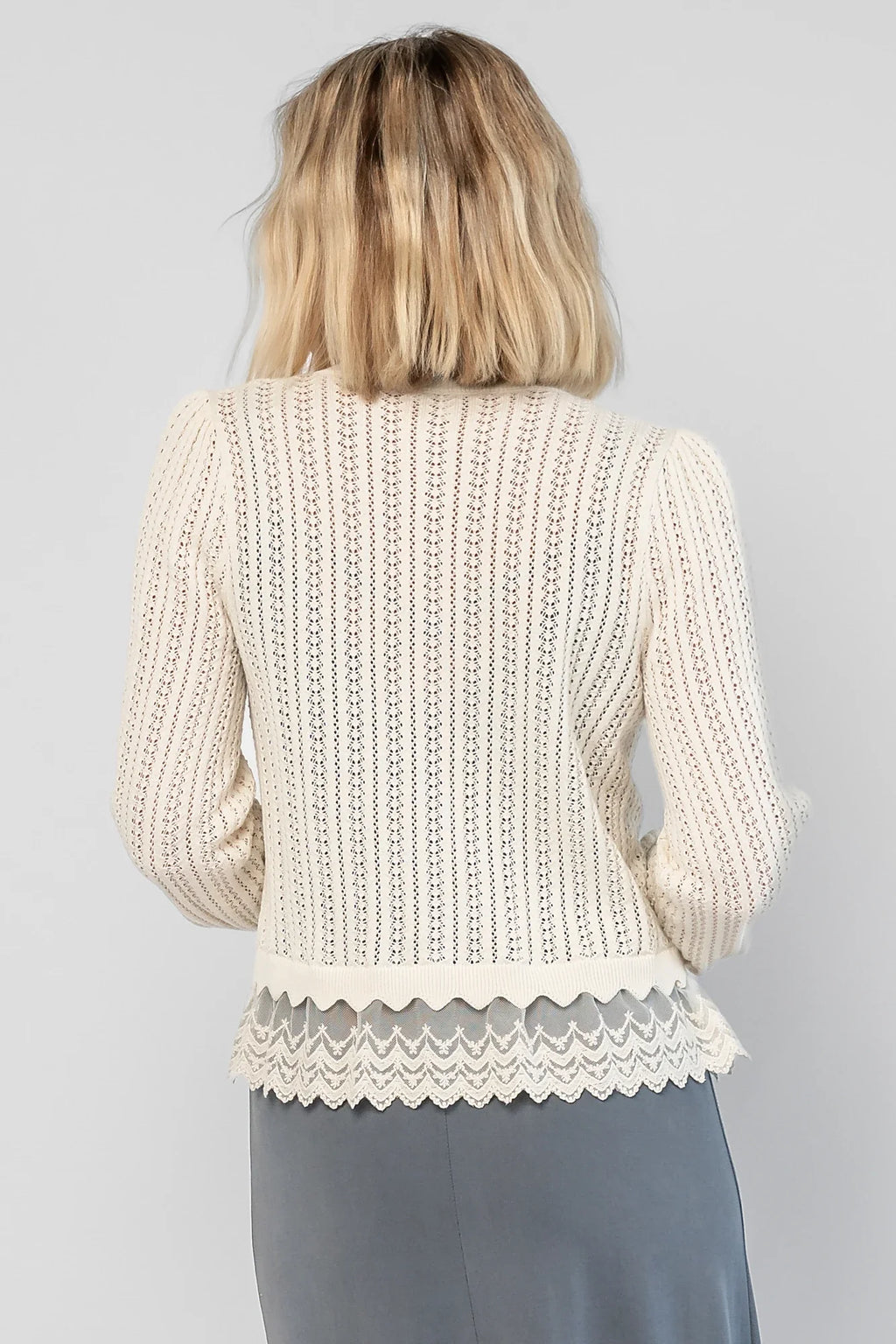 Bethany Pointelle Cardigan | Cream