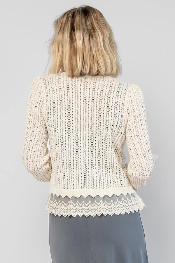 Bethany Pointelle Cardigan | Cream