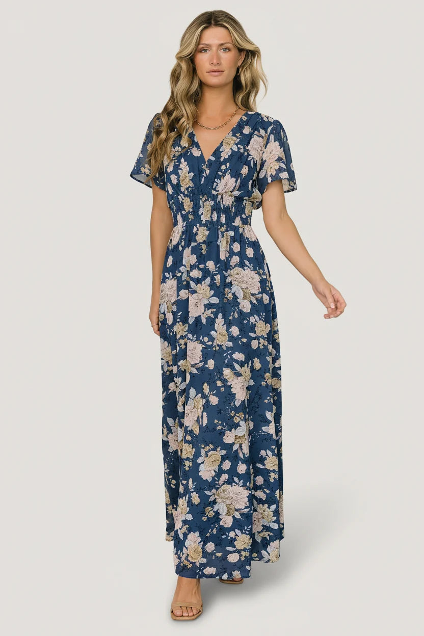 Birdie Maxi Dress | Blue + Blush Floral Main image
