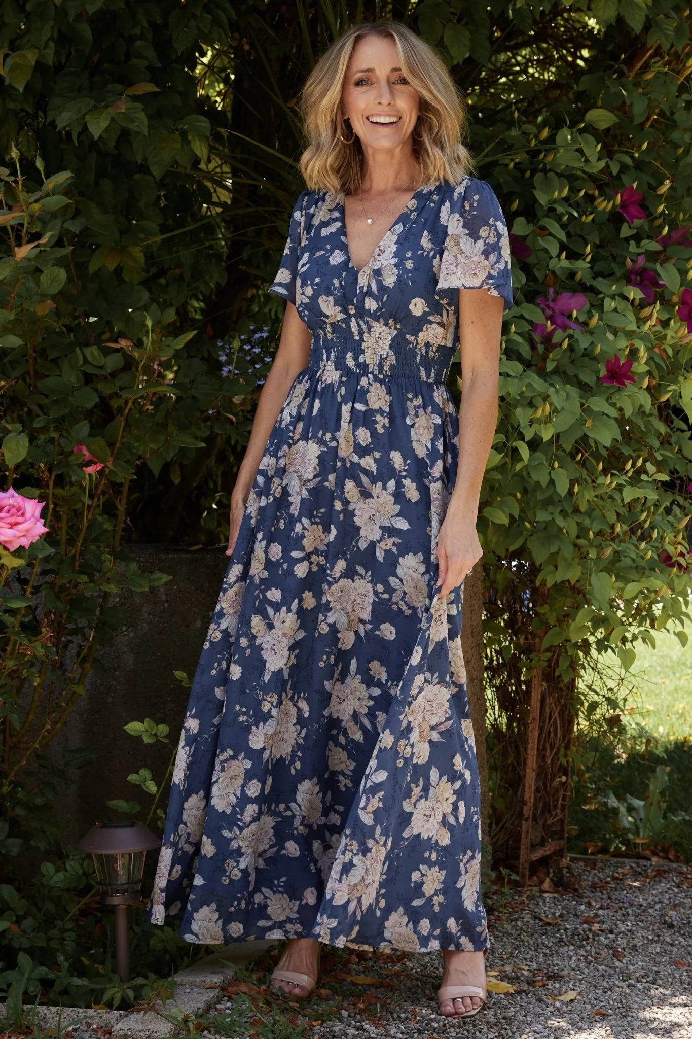 Birdie Maxi Dress | Blue + Blush Floral Secondary image